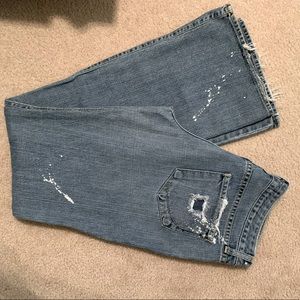 Paper/denim & cloth jeans size 30 grungy look /so popular today! Comfy & fun!